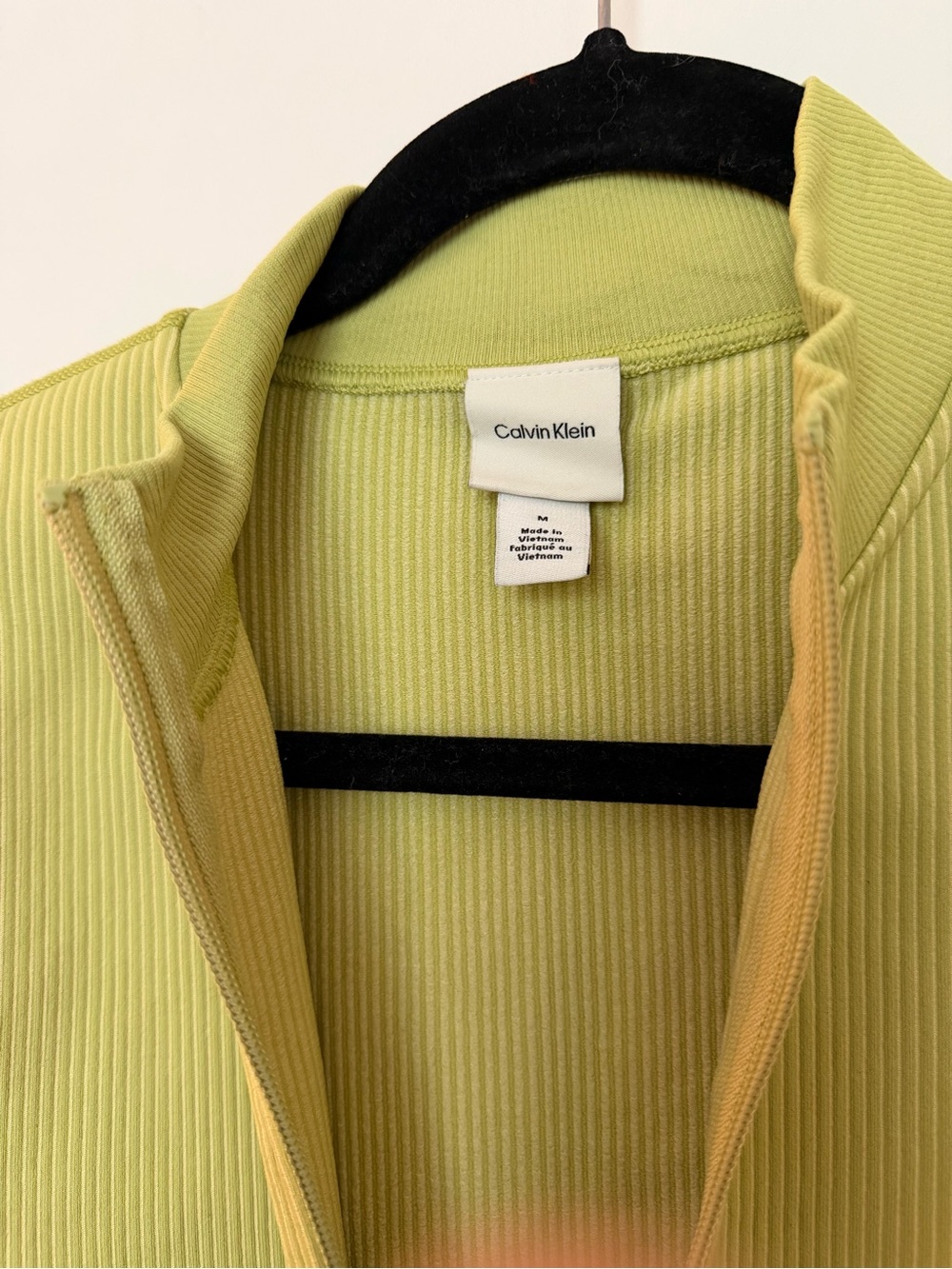 Calvin Klein - Light Green Ribbed Zip-Front Jacket - Picture 3 of 4
